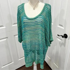 Catherine’s blue/green open knit plus size 3X pullover sweater